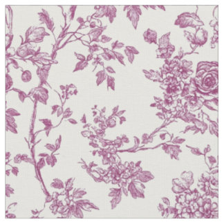 Tissu Toile de vigne florale magenta