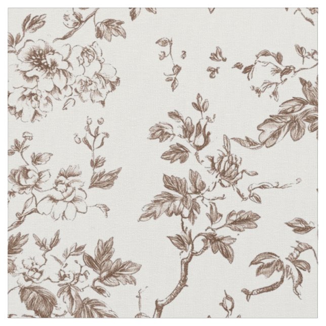Tissu Toile de vigne florale marron clair (Fermer)