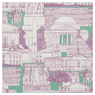 Tissu toile de Washington DC menthe poivrée pourpre