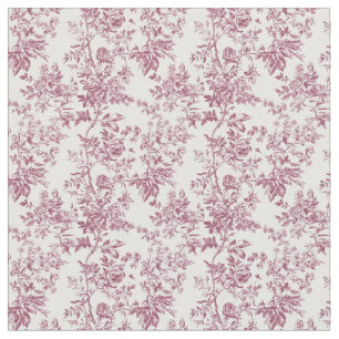 Tissu Toile Dusty Rose avec oiseaux et Roses