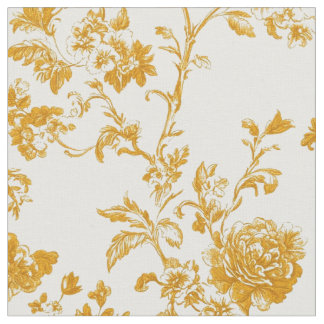 Tissu Toile florale dorée