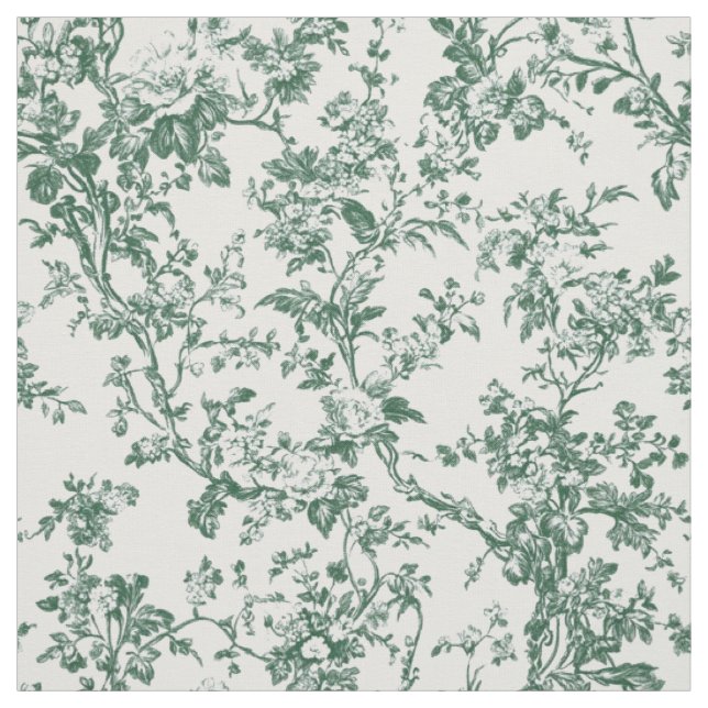Tissu Toile florale vert forêt (Échantillon)