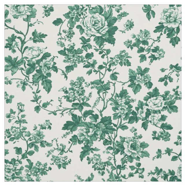 Tissu Toile Florale Verte Classique (Échantillon)