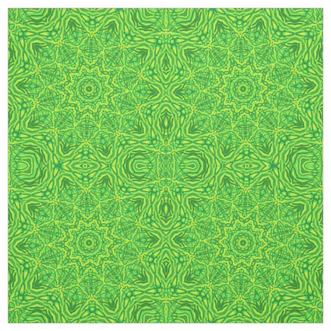 Tissu Toile florale verte de coton de profil sous (Échantillon)