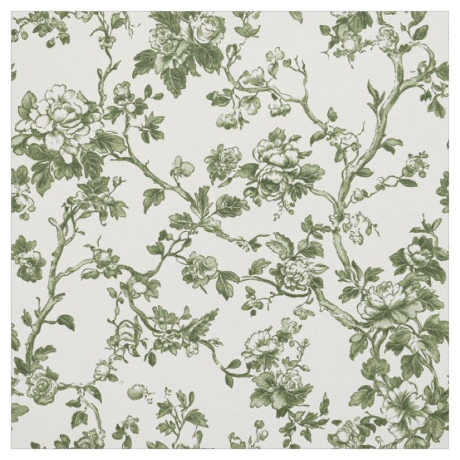 Tissu Toile Florale Verte Délicate (Échantillon)