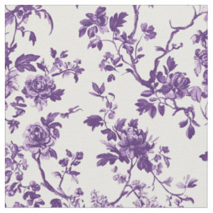 Tissu Toile florale violet foncé