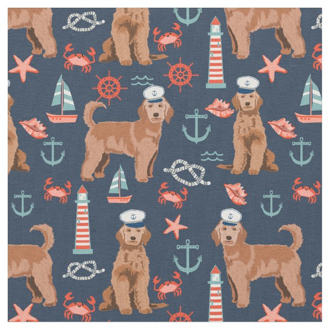 Tissu Toile nautique Golden Doodle - doodle d'abricot (Fermer)