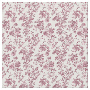 Tissu Toile rose avec pivoines et Fleurs sauvages