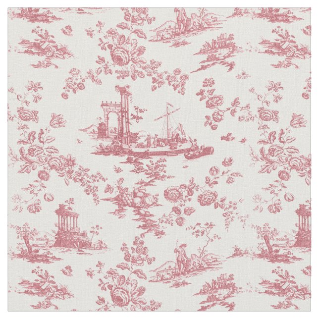 Tissu Toile vintage Florale de Jouy-Pink (Fermer)