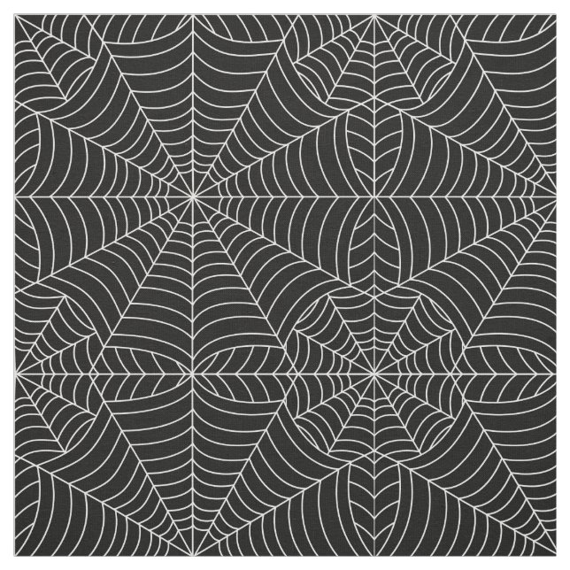 Tissu Toiles d'araignée de Halloween sur le noir (Échantillon)
