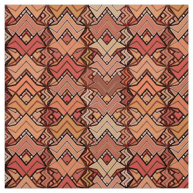 Tissu Tons tribaux d'impression, de brun, de rouille et (Échantillon)