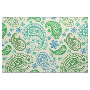 Tissu Tons verts et bleus Vintage paisley Motif
