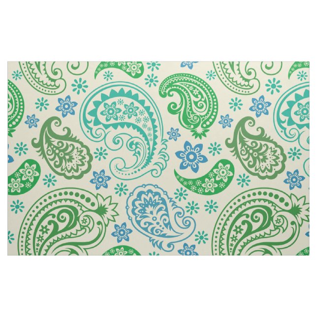 Tissu Tons verts et bleus Vintage paisley Motif (Fat Quarter)
