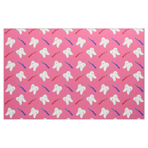 Tissu Toothburshes et motif roses mignons de dents