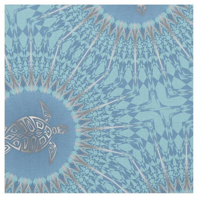 Tissu Tortue Animal Bleu Argent (Fermer)