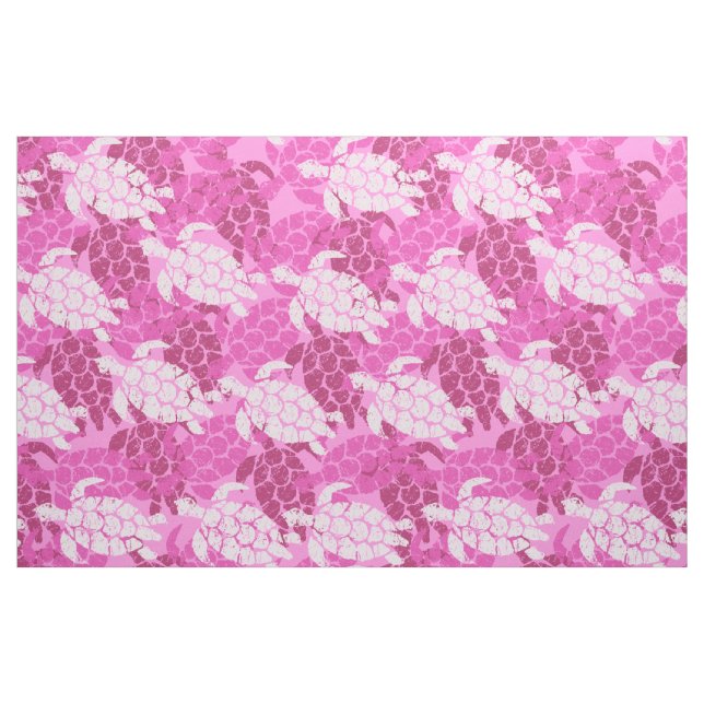 Tissu Tortue de mer de Honu Tapa hawaïen - rose (Fat Quarter)