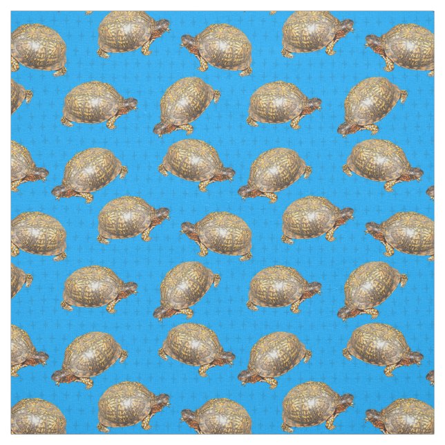 Tissu Tortues à boîte orientale Bleu brillant Motif (Échantillon)