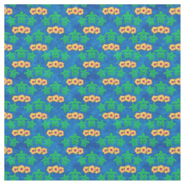 Tissu Tortues bleues et vertes de mer verte (Fermer)
