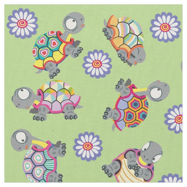 Tissu tortues caricaturales (Fermer)