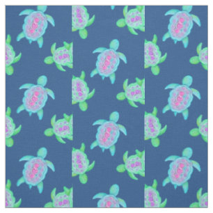 Tissu Tortues dans le motif d'art d'aquarelle de l'eau