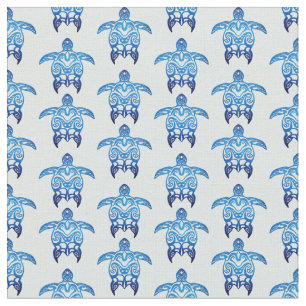 Tissu Tortues de Honu Tribal Bleu foncé