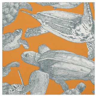 Tissu tortues de mer apatite orange