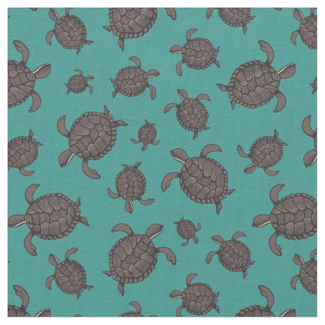 Tissu Tortues de mer en nage illustrées (Fermer)