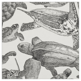 Tissu tortues de mer perle noire