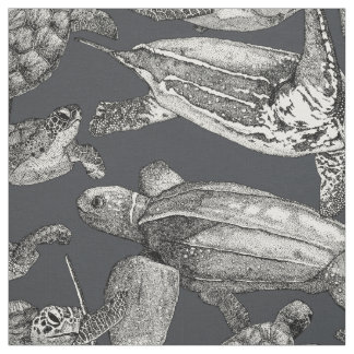 Tissu tortues de mer suie noire