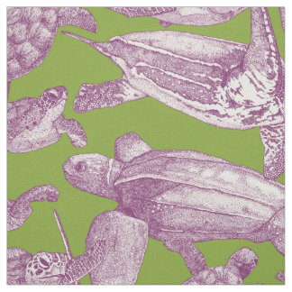 Tissu tortues de mer vert pourpre