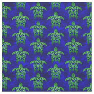 Tissu Tortues de mer vertes de la tribu bleu océanique