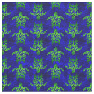 Tissu Tortues de mer vertes de la tribu bleu océanique