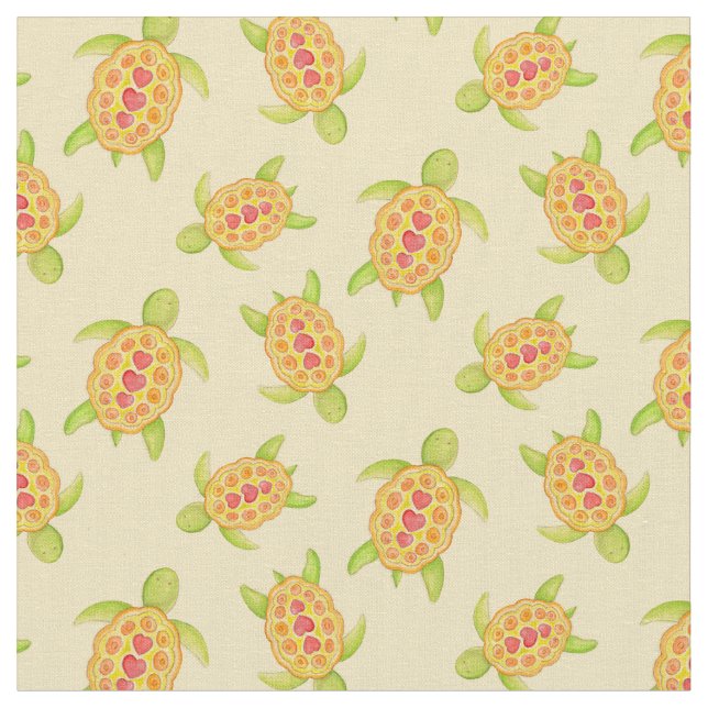 Tissu Tortues sur le sable aquarelle motif (Fermer)
