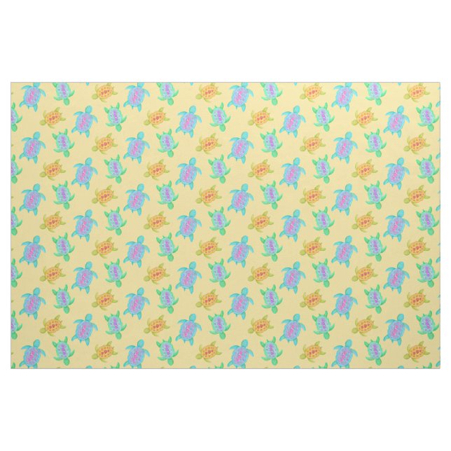 Tissu Tortues sur le sable aquarelle motif (Fat Quarter)