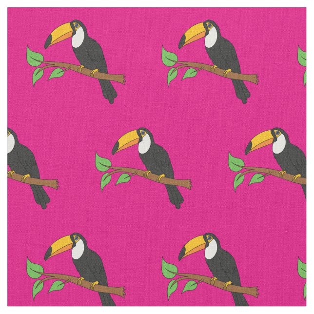 Tissu Toucans mignons Oiseaux Roses Filles (Fermer)