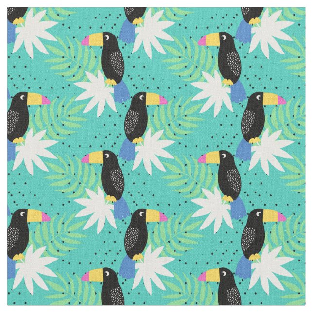 Tissu Toucans sur Teal (Fermer)