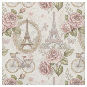 Tissu Tour Eiffel romantique française et conception flo