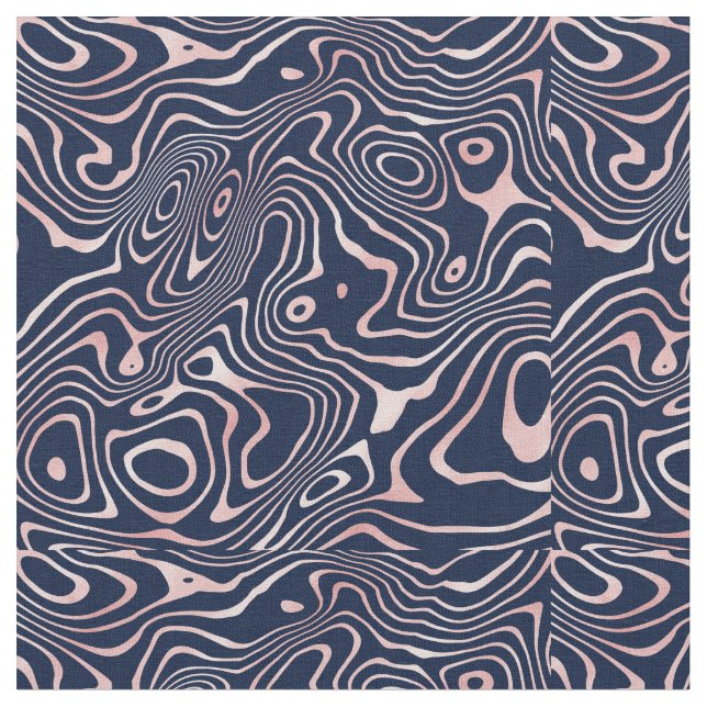 Tissu Tourbillon de liquide rose Gold Abstrait Blue Desi (Fermer)