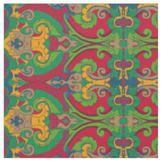 Tissu Tourbillons Gras (Vert et Rouge)