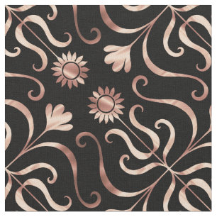 Tissu Tournesol argenté noir et Rose
