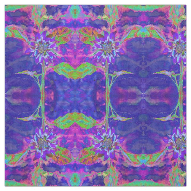 Tissu Tournesol bleu violet Abstrait | retro funky (Échantillon)