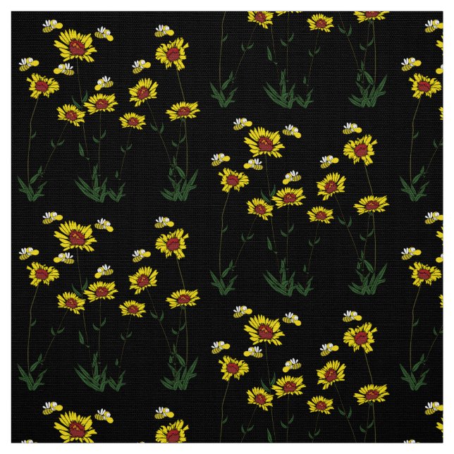 Tissu Tournesol et abeilles (Échantillon)