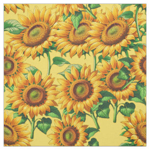 Tissu Tournesol jaune Floral Cottagecore Motif Textil
