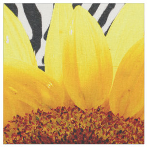 Tissu Tournesol jaune lumineux sur des rayures