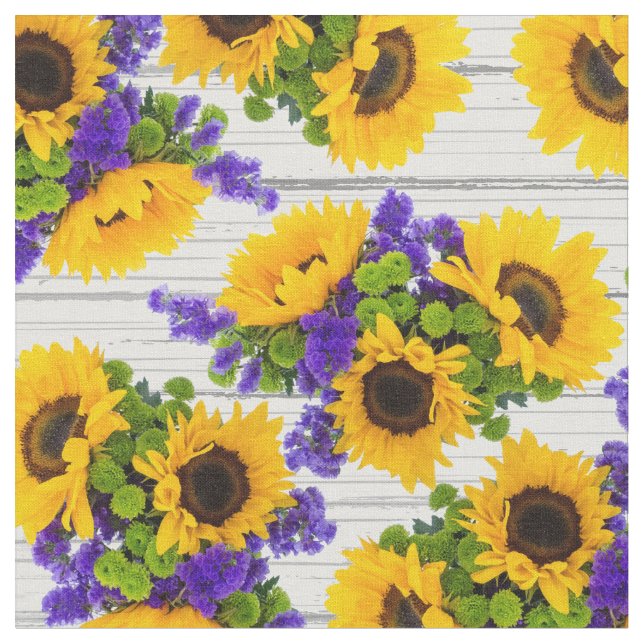 Tissu Tournesol jaune pourpre en bois blanc rustique de (Fermer)