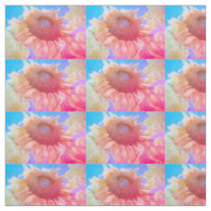 Tissu Tournesol Jaune Rose Bleu Chic Motif Floral