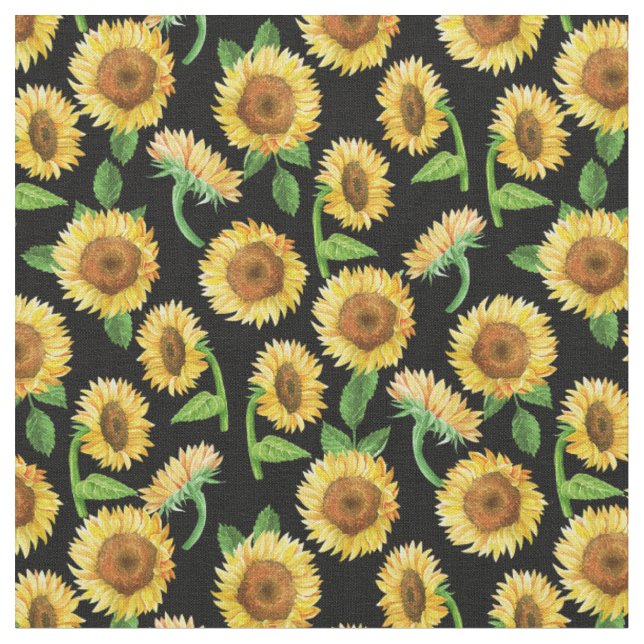Tissu tournesol peint noir motif (Fermer)