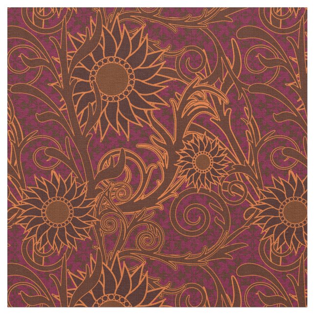 Tissu Tournesol pourpre, Brown et or (Fermer)