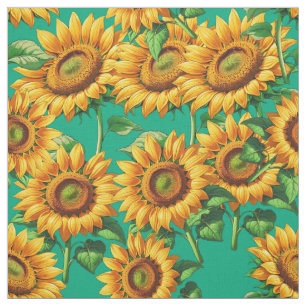 Tissu Tournesol vert Floral Cottagecore Motif Textile