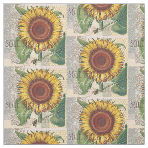 Tissu Tournesol Vintage Damas Fleur Art